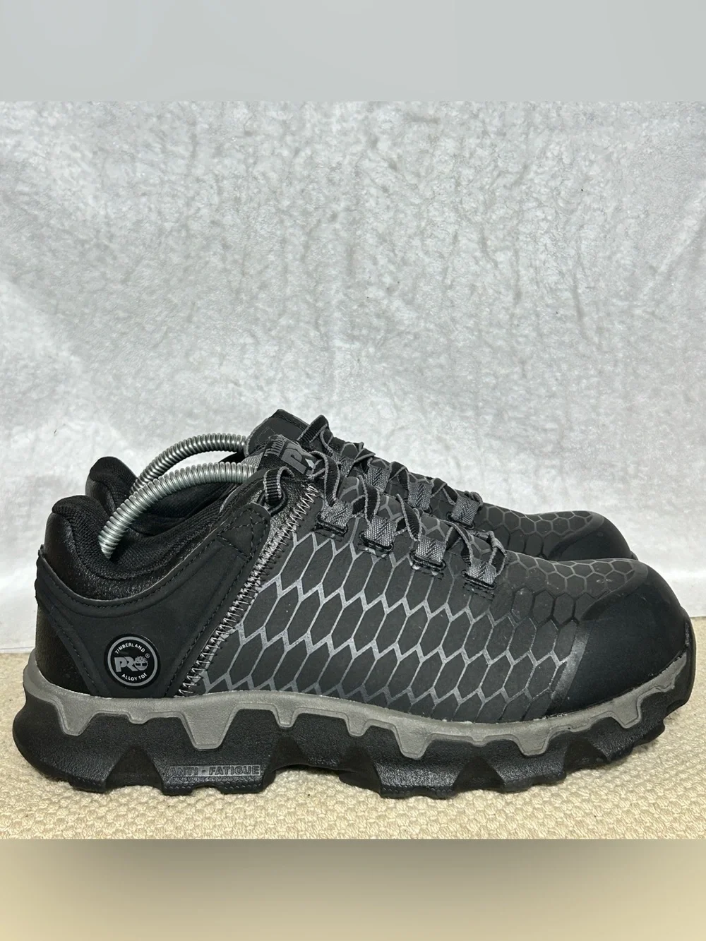 Timberland Pro Women’s Black Powertrain Sport Alloy Toe Work Sneaker Shoes SZ 8W